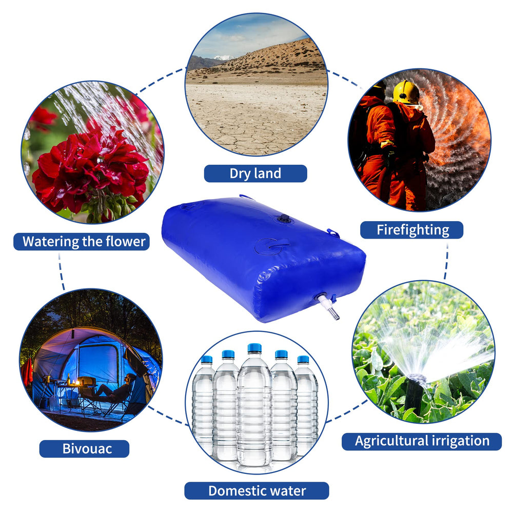 GHOSOONE 240 L water bladder used for rainwater collection.