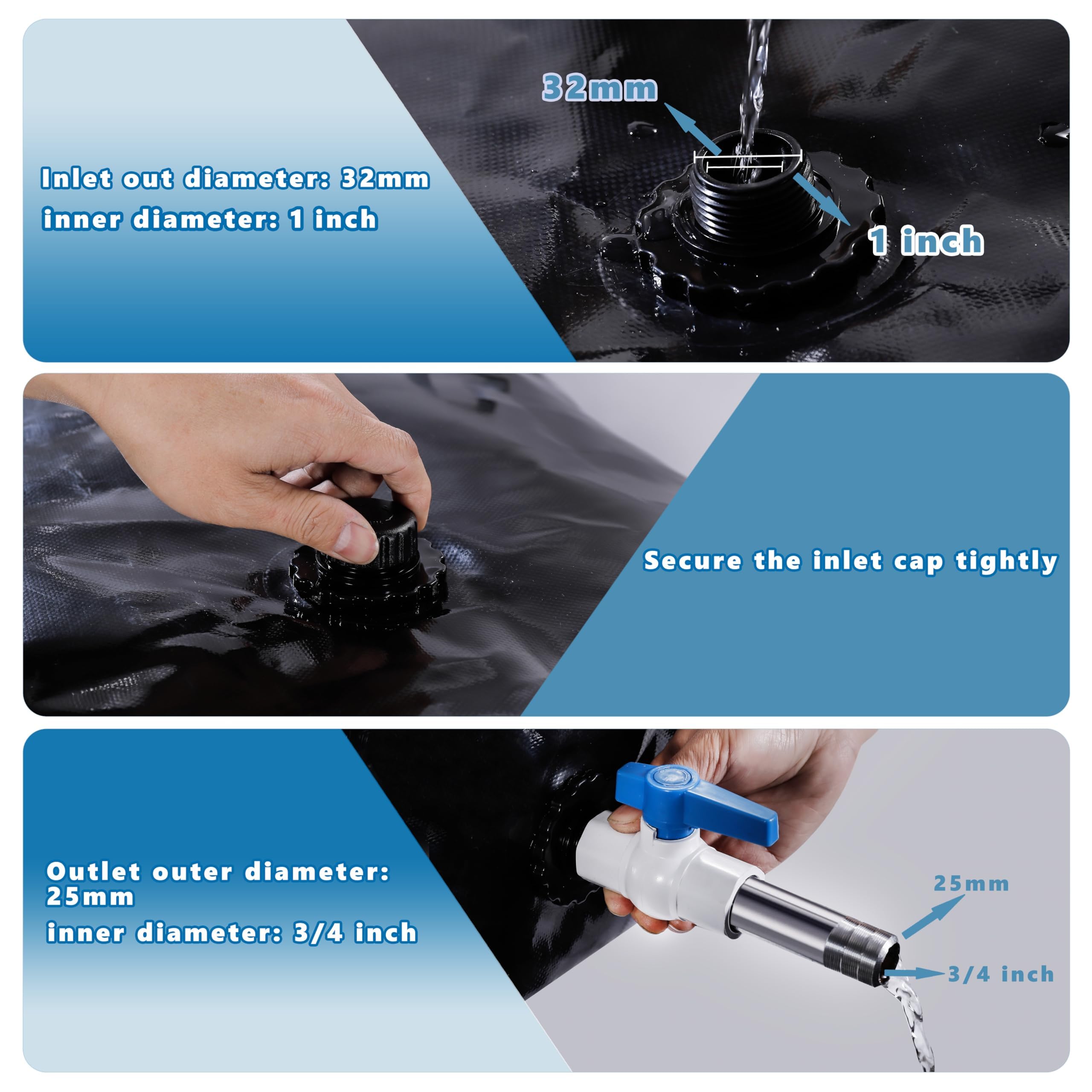 GHOSOONE 30 Gal capacity bag suitable for camping and rainwater collection.