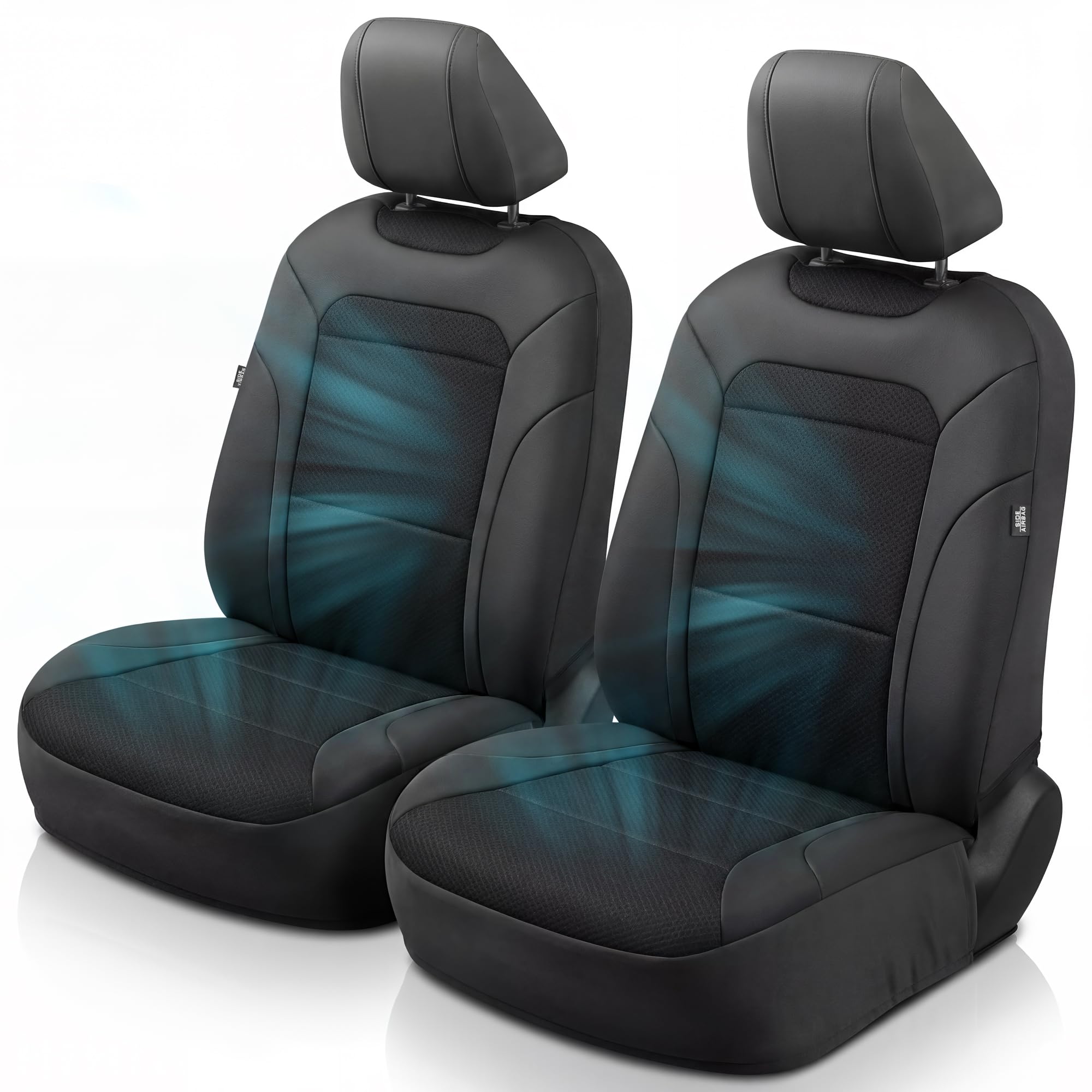 GIANT PANDA air cool mesh seat cover on the front seat enhances airflow for comfortable commutes.