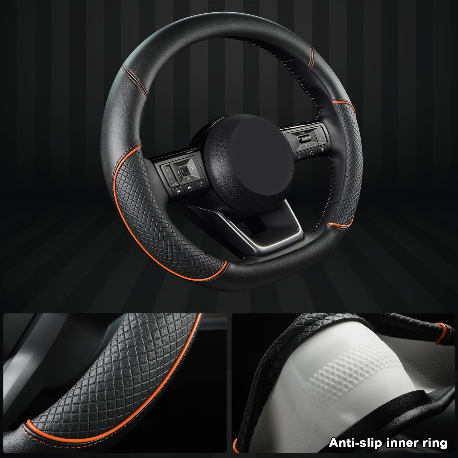 GIANT PANDA D Shape wheel cover diamond-pattern texture improves grip.