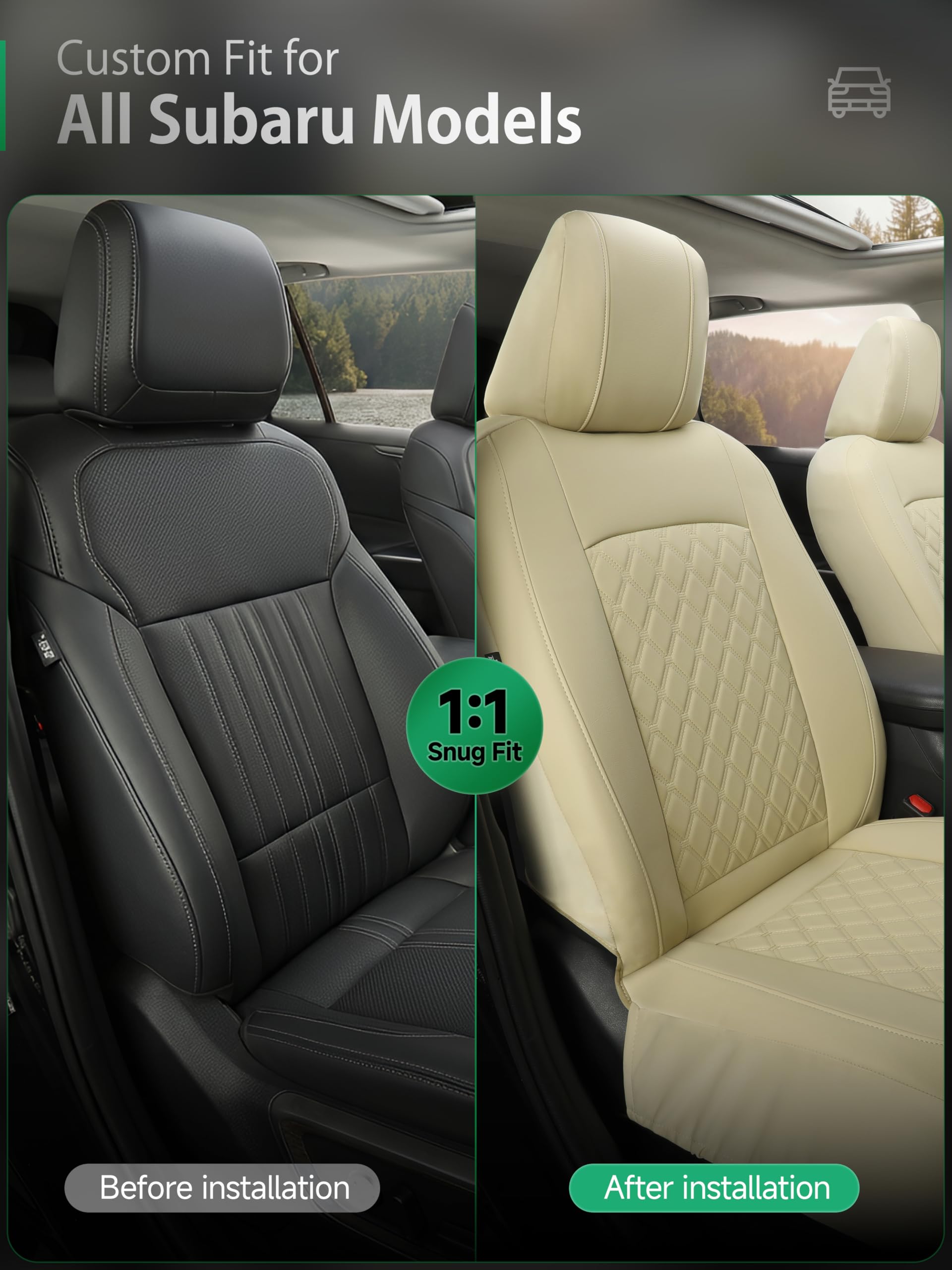 GIANT PANDA foam-padded front seat cover adds comfort on long drives.