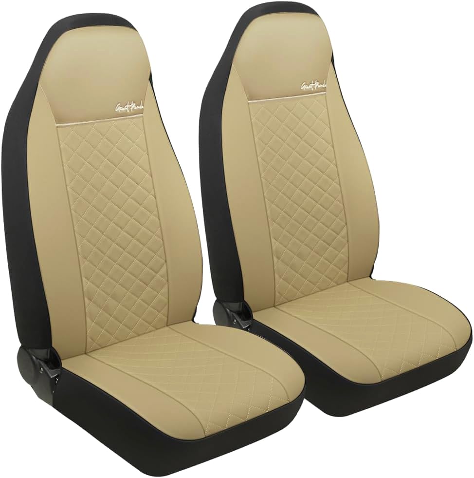 GIANT PANDA front seat cover in beige for bucket seats, shields against wear.