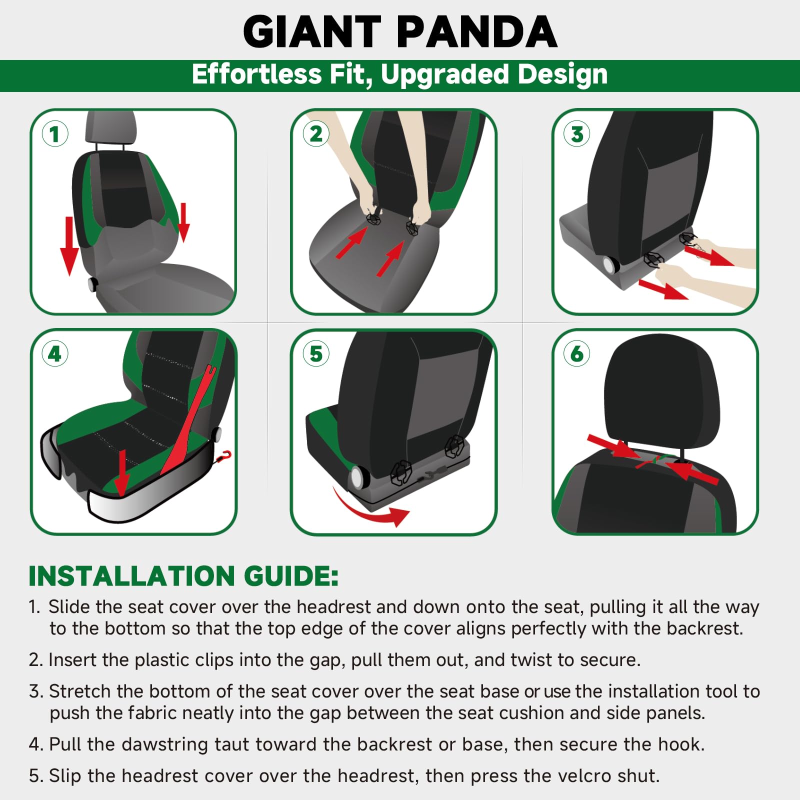 GIANT PANDA front seat cover for Nissan Maxima enhances cabin look.