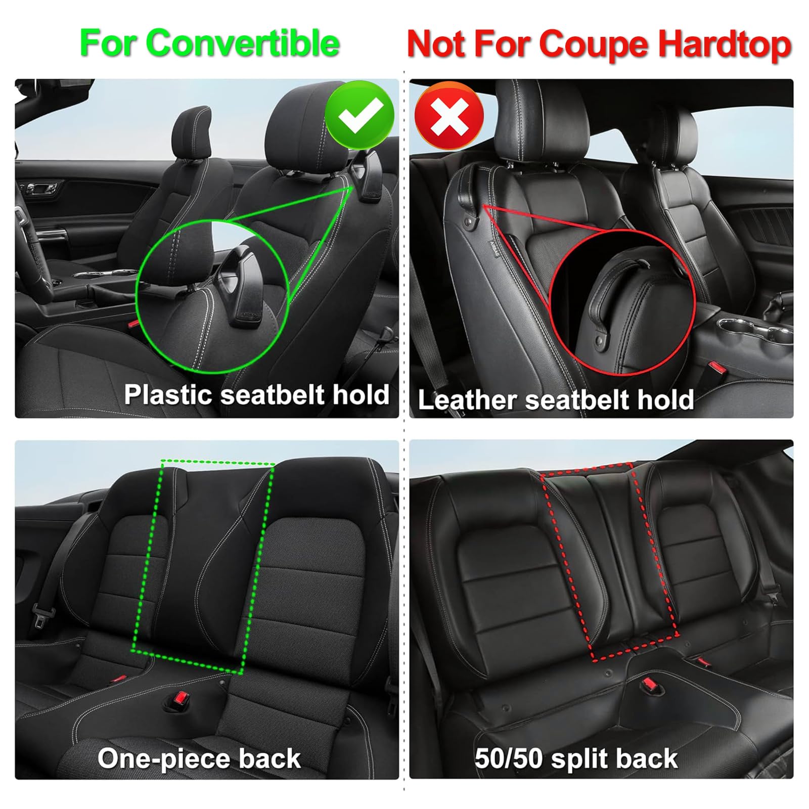 GIANT PANDA installation-ready seat covers with flap, Velcro, buckles for secure fit