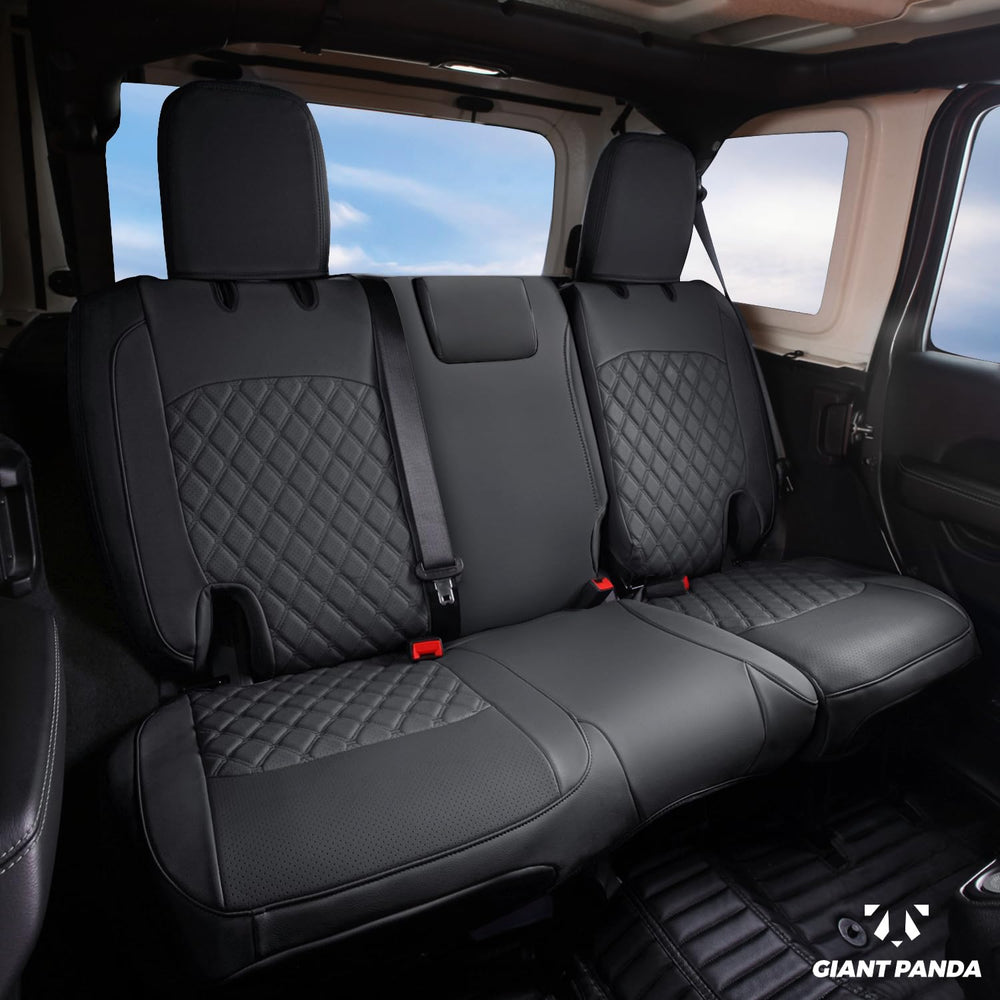 GIANT PANDA seat cover with diamond quilted design close-up