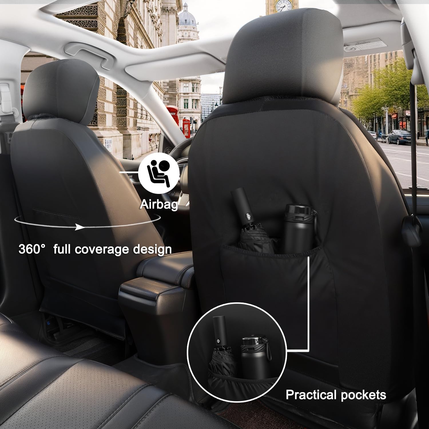 GIANT PANDA thickened-foam seat cover providing added support