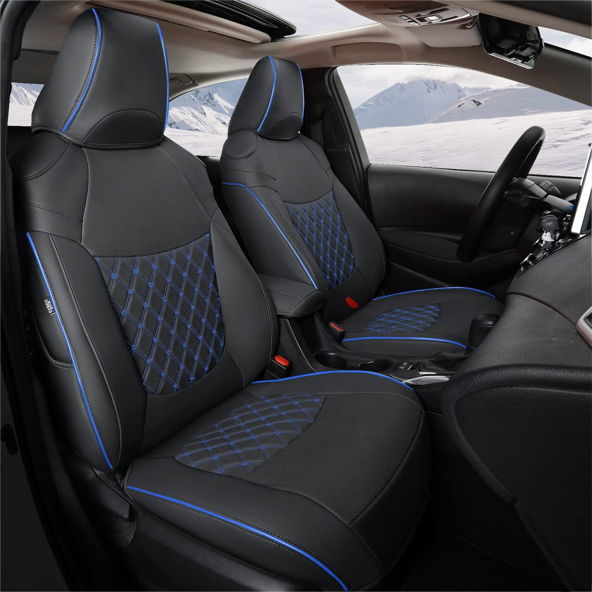 GIANT PANDA front-left seat cover for Toyota Corolla L/LE 2020–2022 with blue accents and protection