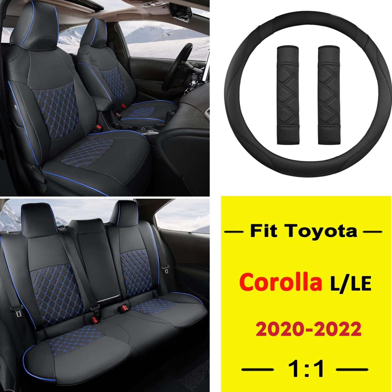 GIANT PANDA front-right seat cover for Toyota Corolla L/LE 2020–2022 with quilted design