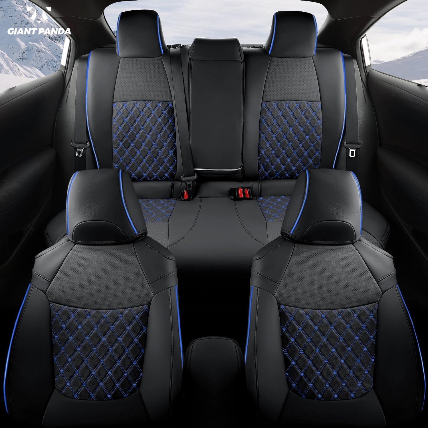 GIANT PANDA rear-seat cover for Toyota Corolla L/LE 2020–2022 in black-blue