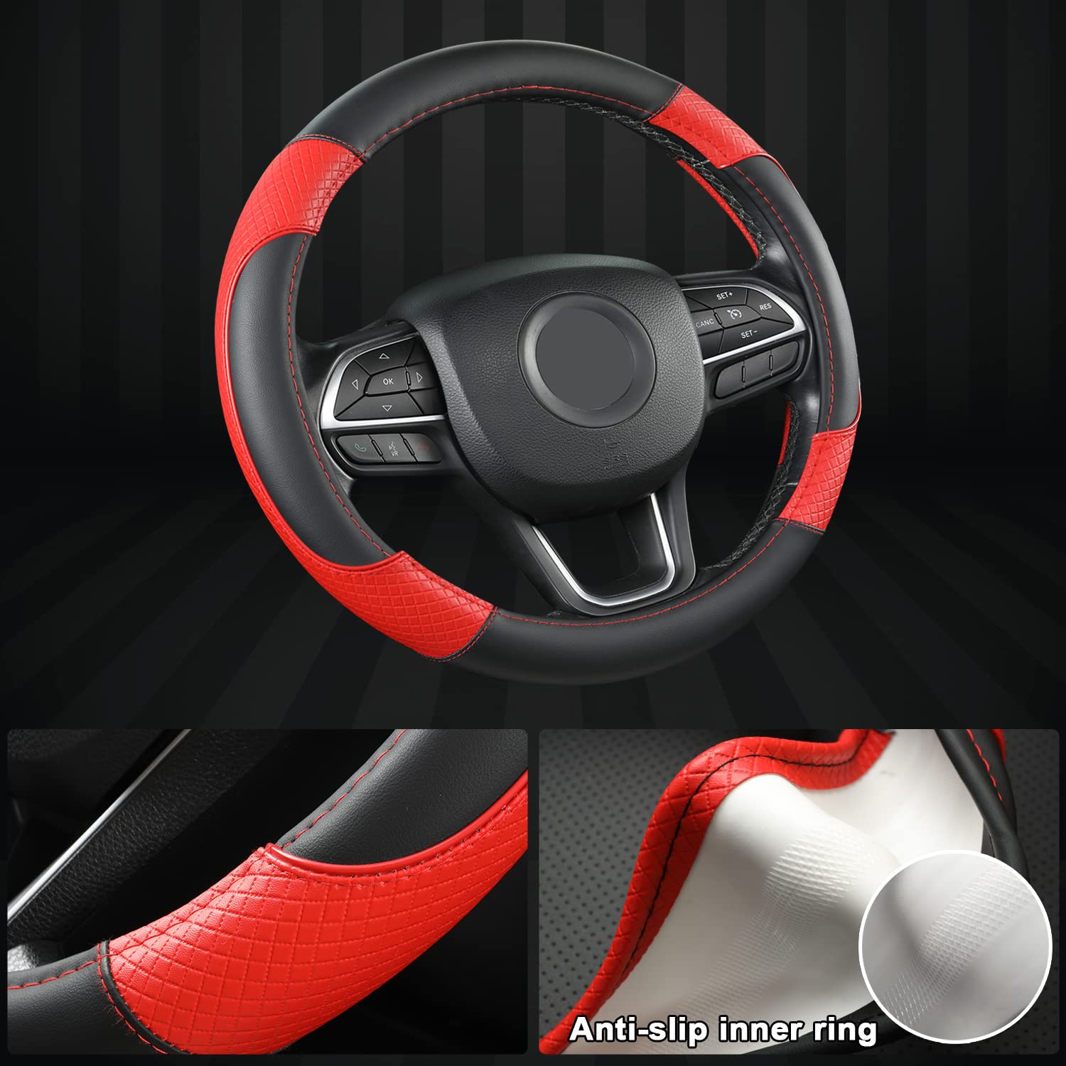 GIANT PANDA steering wheel cover anti-slip design—enhanced grip and control