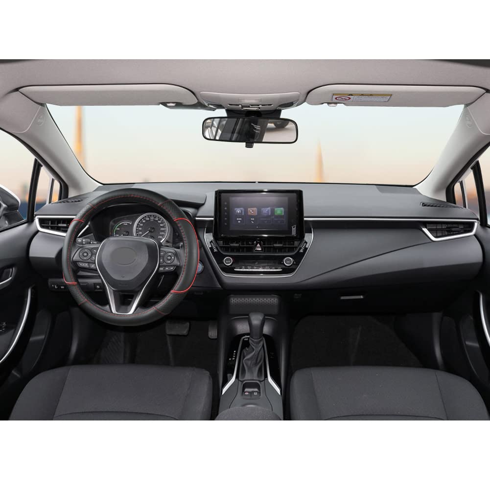 GIANT PANDA black with red trim steering wheel cover complements interior and protects wheel