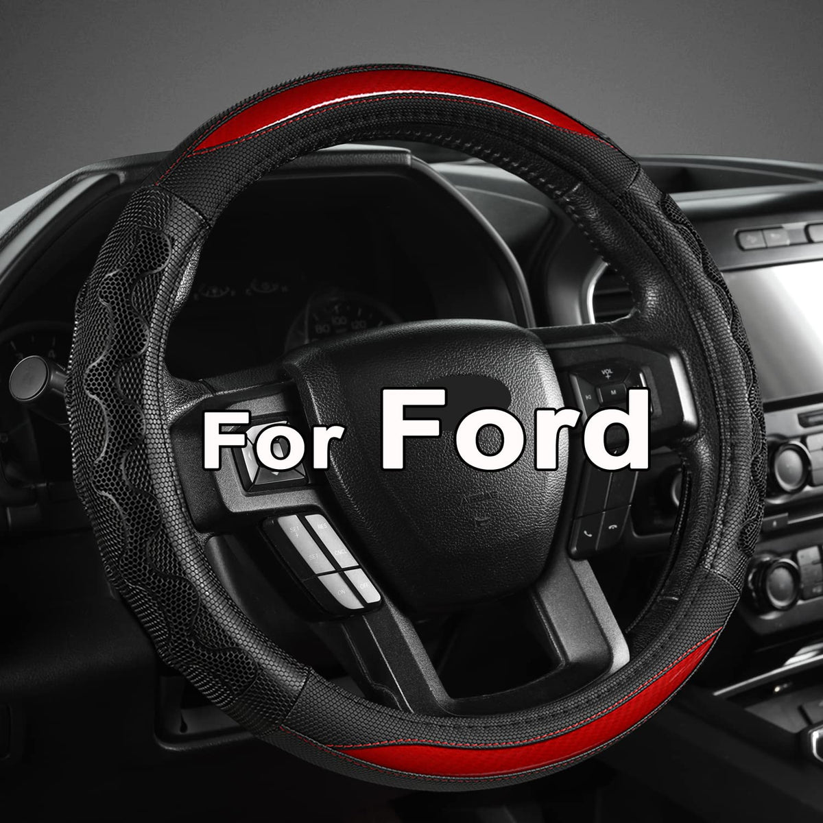 GIANT PANDA steering wheel cover custom-fit Ford F-150 16-inch for secure grip.