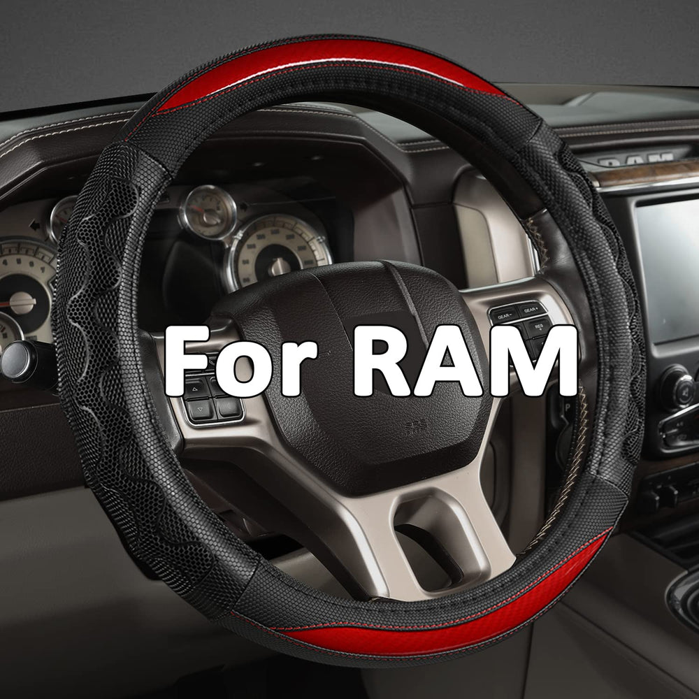 GIANT PANDA steering wheel cover for Dodge Ram 1500 fits 15.5–16 inches for a snug grip.