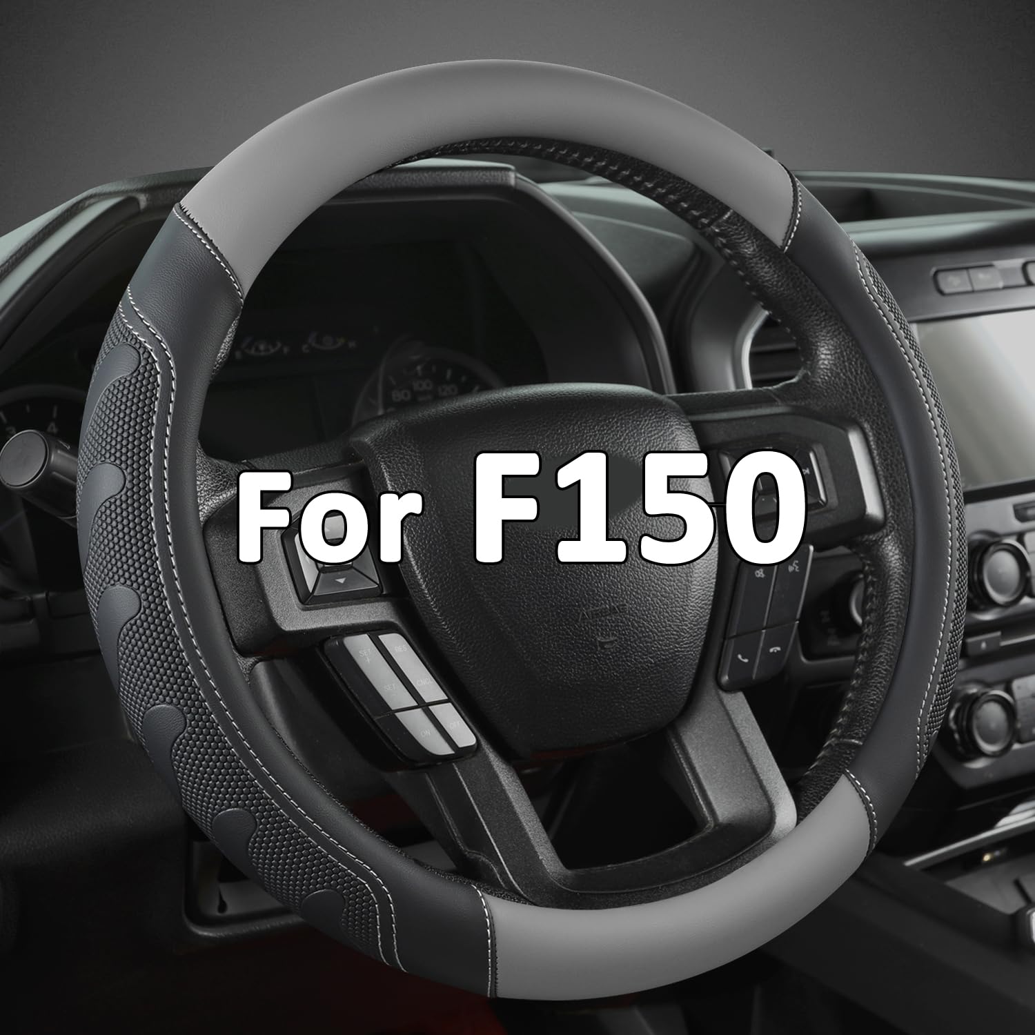 GIANT PANDA steering wheel cover fitted on Ford F-150 improves grip and style.