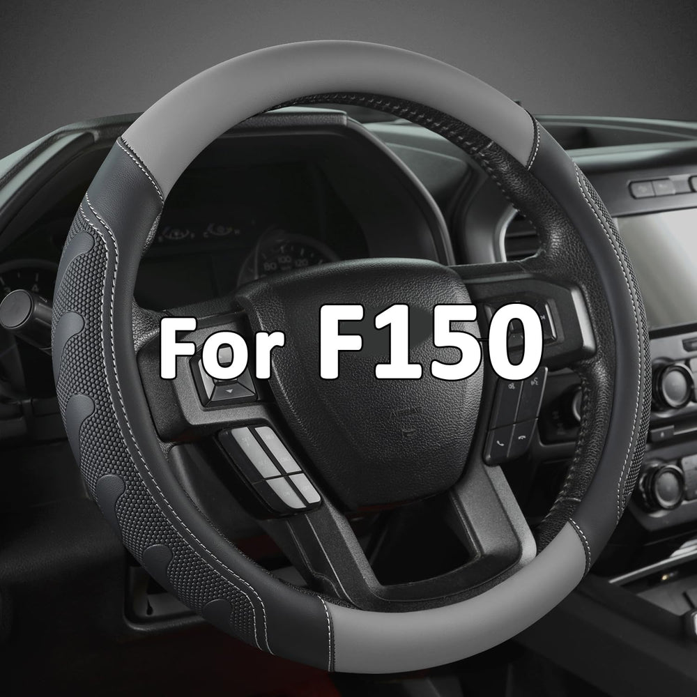 GIANT PANDA steering wheel cover fitted on Ford F-150 improves grip and style.