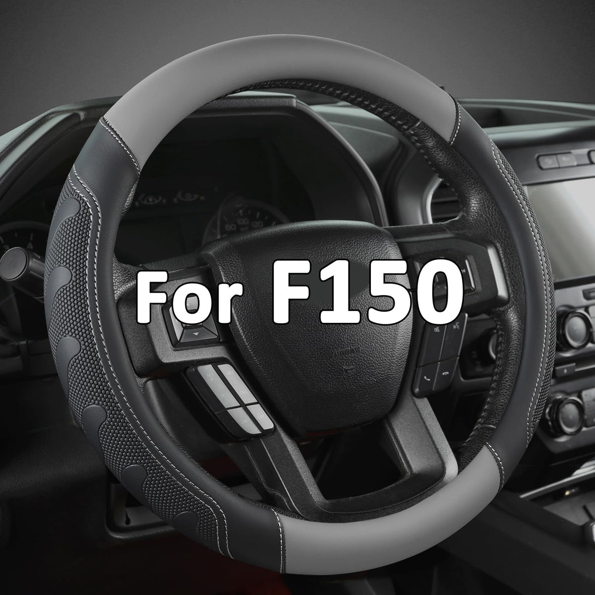 GIANT PANDA steering wheel cover fitted on Ford F-150 improves grip and style.