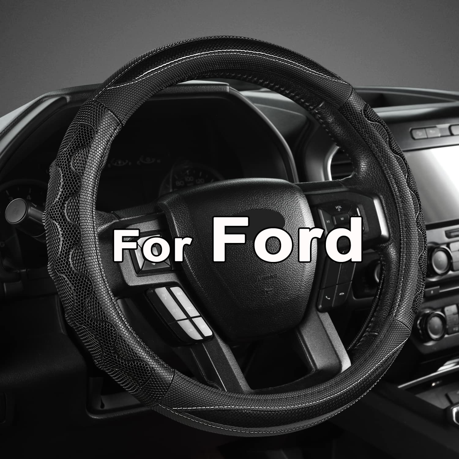 GIANT PANDA steering wheel cover on Ford F-150 fits 16inch wheels, improves grip
