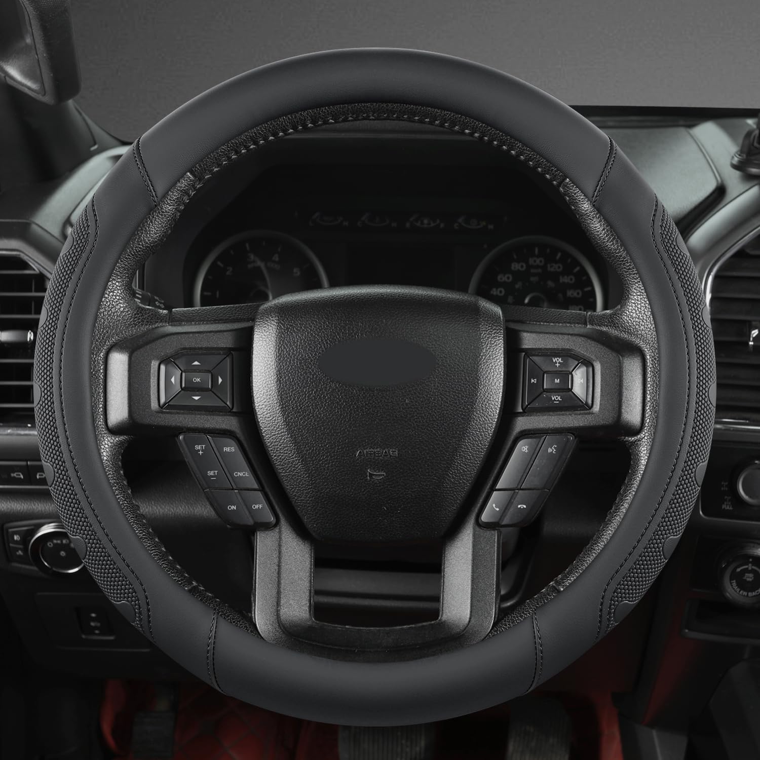 GIANT PANDA steering wheel cover for Ford F-250 improves grip and driving comfort.
