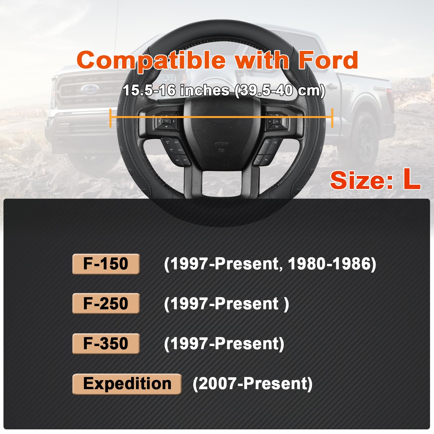 GIANT PANDA steering wheel cover for Ford F-350 adds secure grip and style.
