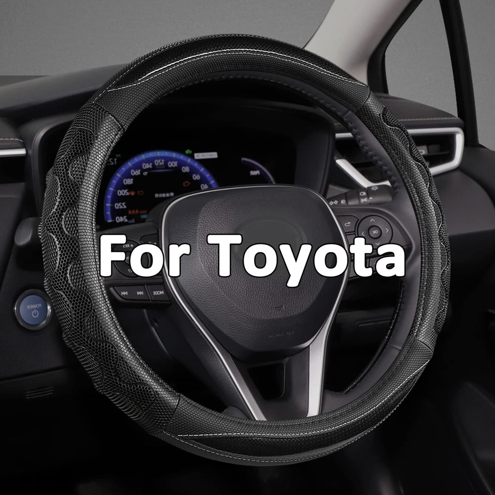 GIANT PANDA steering wheel cover close-up of breathable honeycomb texture for cooler hands