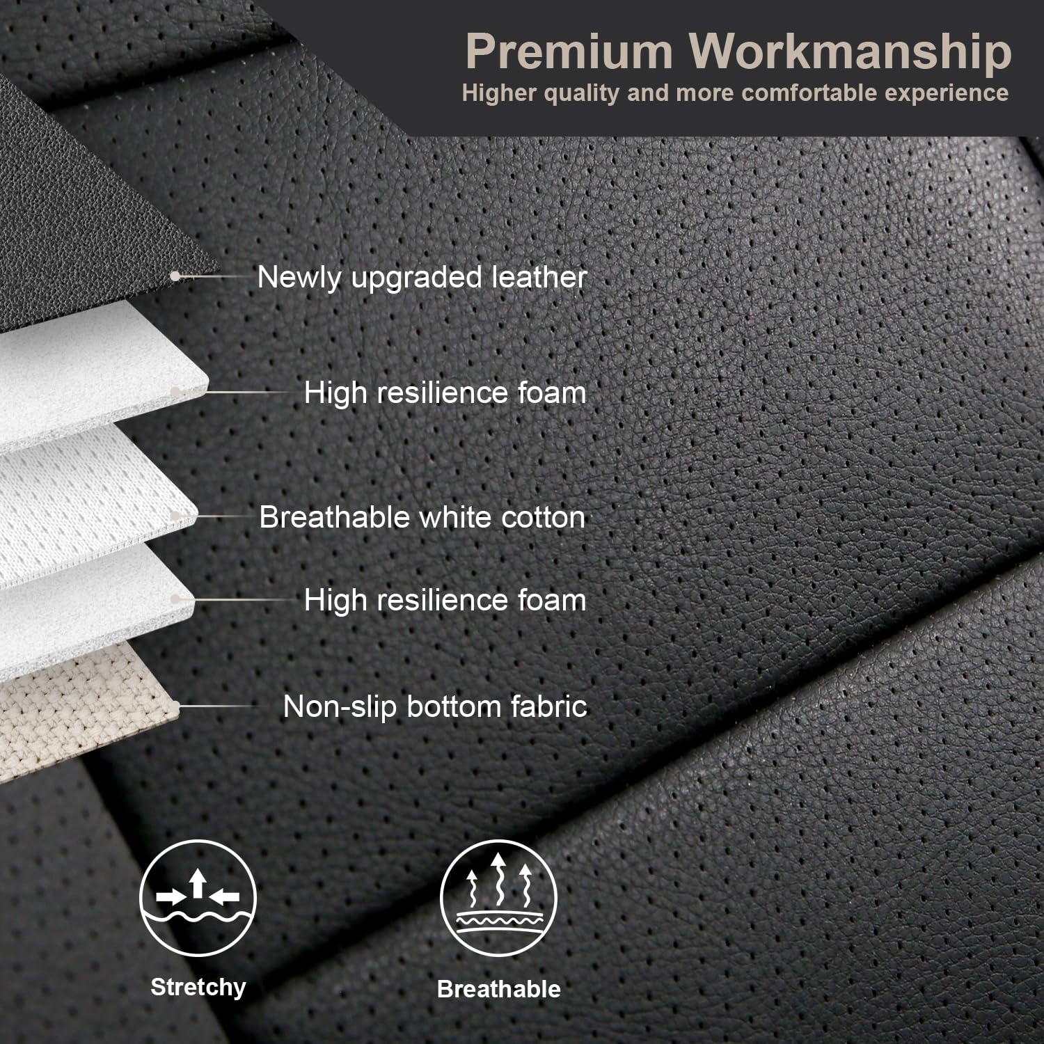 GIANT PANDA stitching-matched interior design improves Mustang's refined appearance.