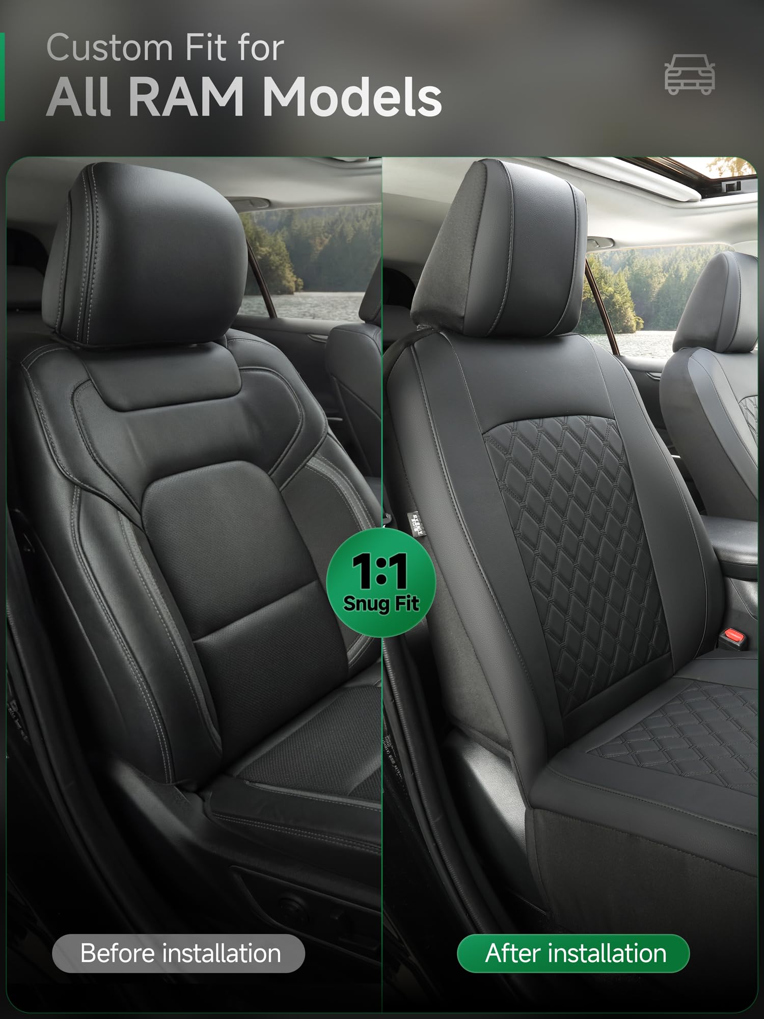 GIANT PANDA thick foam padding with diamond-quilted faux leather for comfort.
