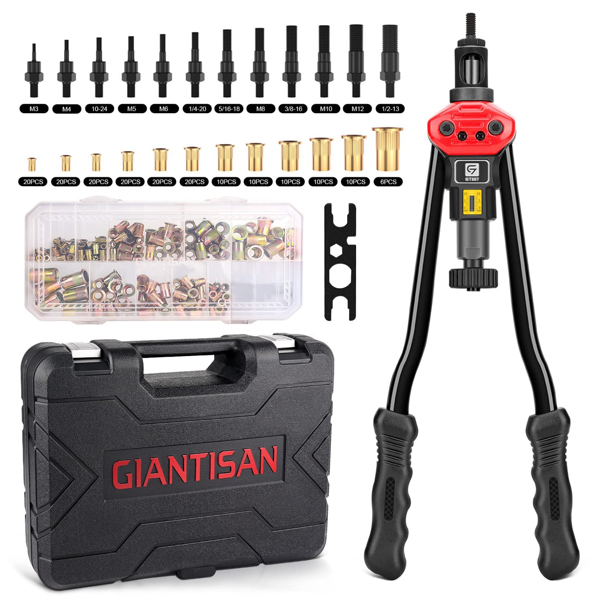 GIANTISAN Rivet Nut Tool Kit organized case for fast, tidy setups.