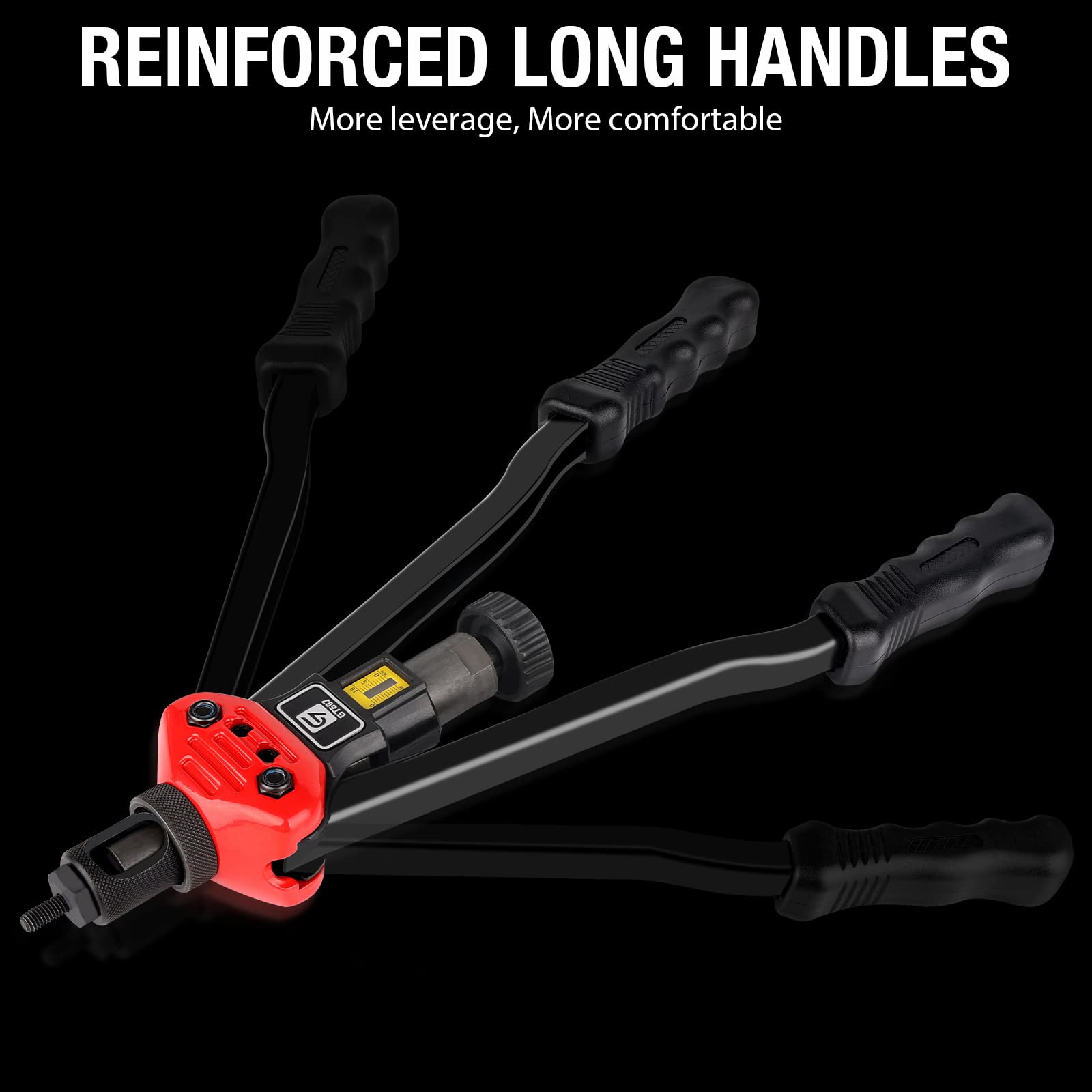 GIANTISAN rivet nut tool demonstrates tool-free head changes for swift setup.