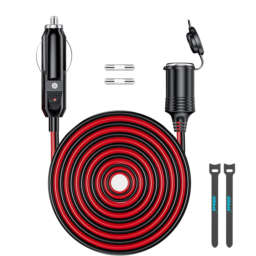 Gibbab 26ft extension cable ready to power devices from a vehicle outlet