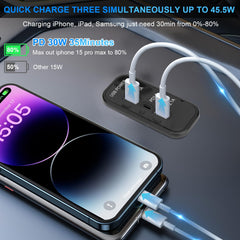 Gibbab dual USB-A ports enable simultaneous charging.