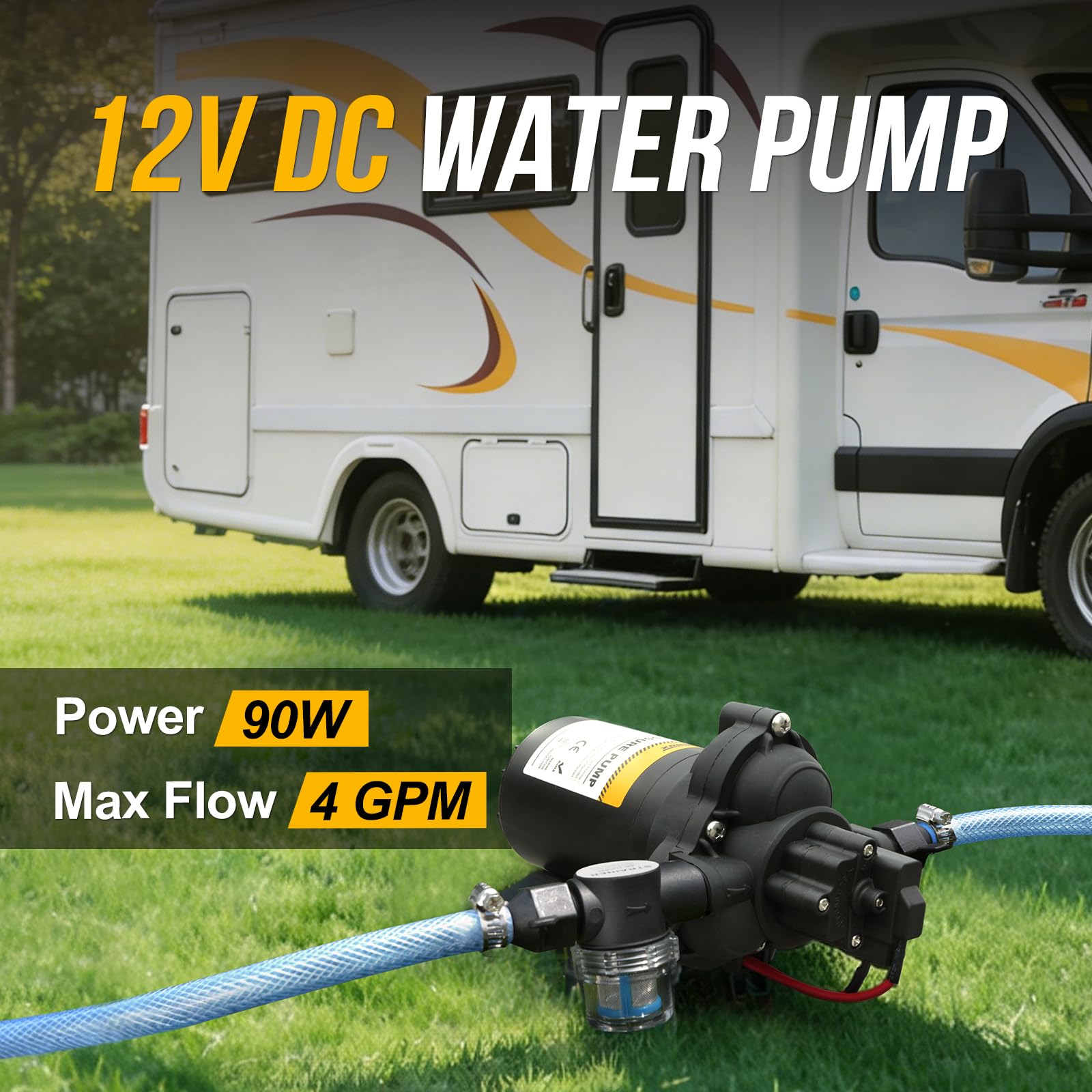 Gidrox quiet operation pump delivering a calm RV water supply.