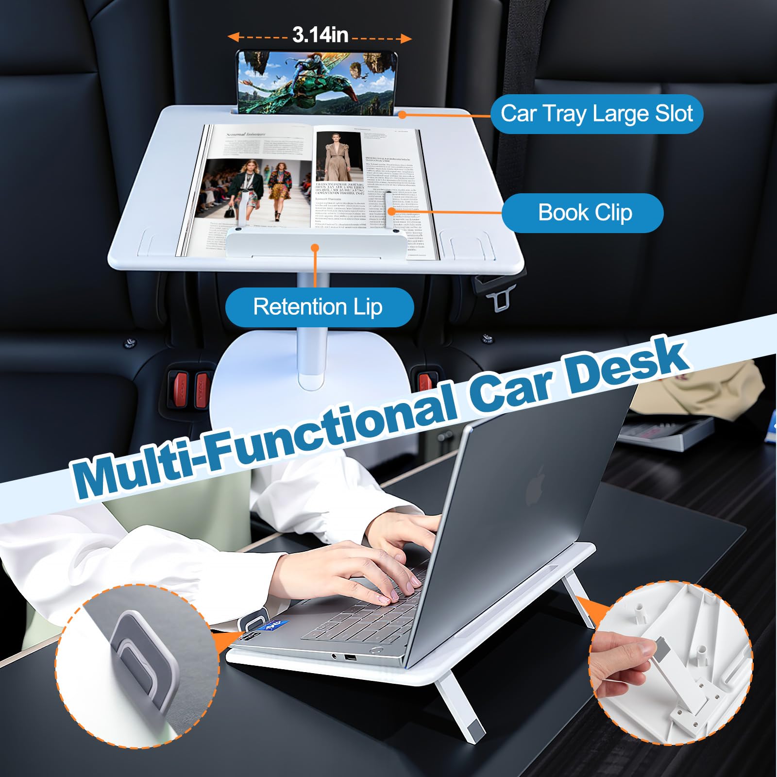 GiftmiyHime anti-slip-edge-desk prevents items from sliding during travel.
