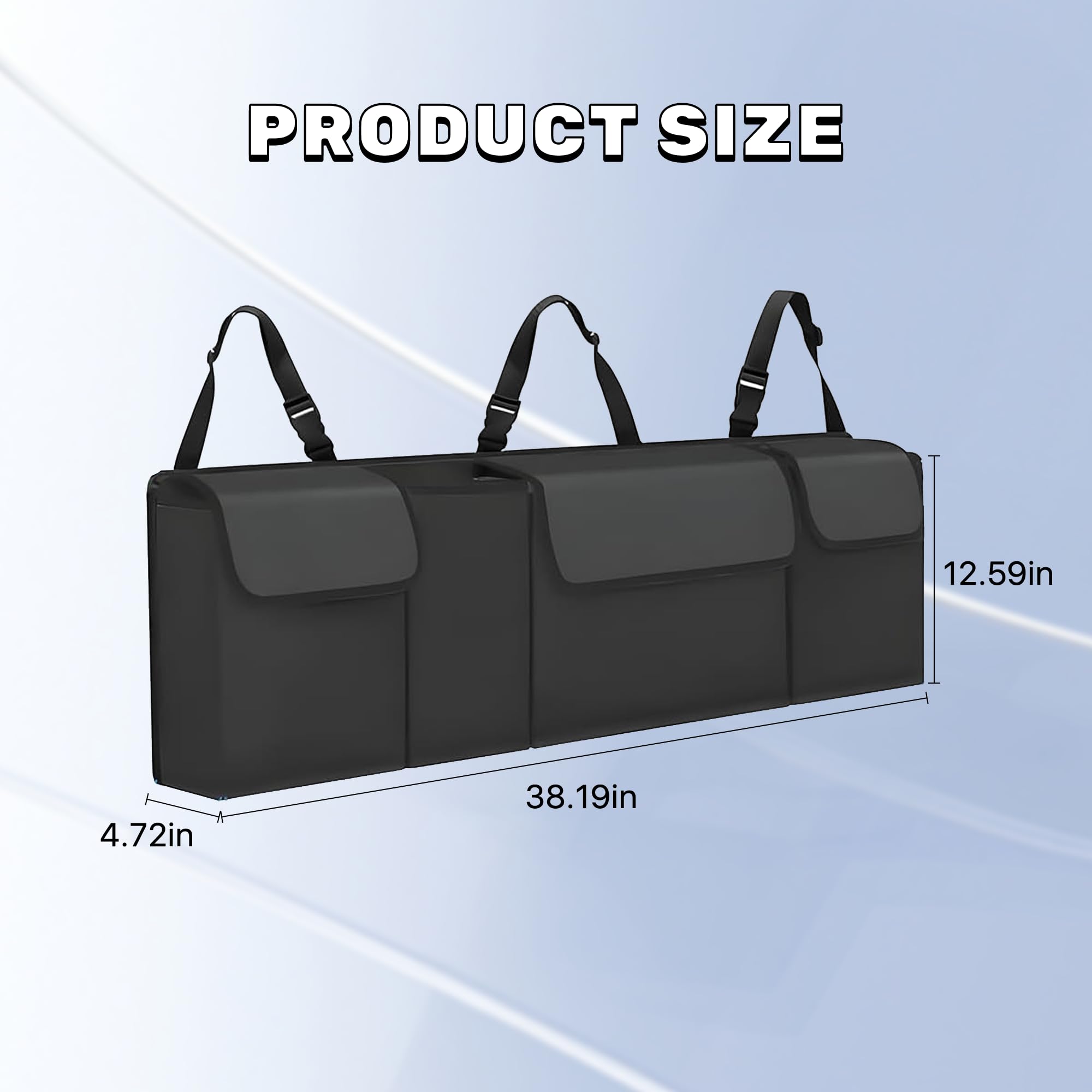 Gilovc Car Trunk Organizer four pockets separate toys, snacks, and tools.