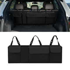 Gilovc Car Trunk Organizer unfolded layout keeps items neatly organized.