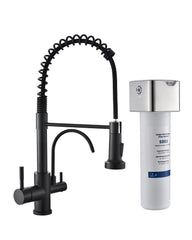 GIMILI 3-in-1 matte black faucet with pull-down sprayer for versatile washing and cleaning