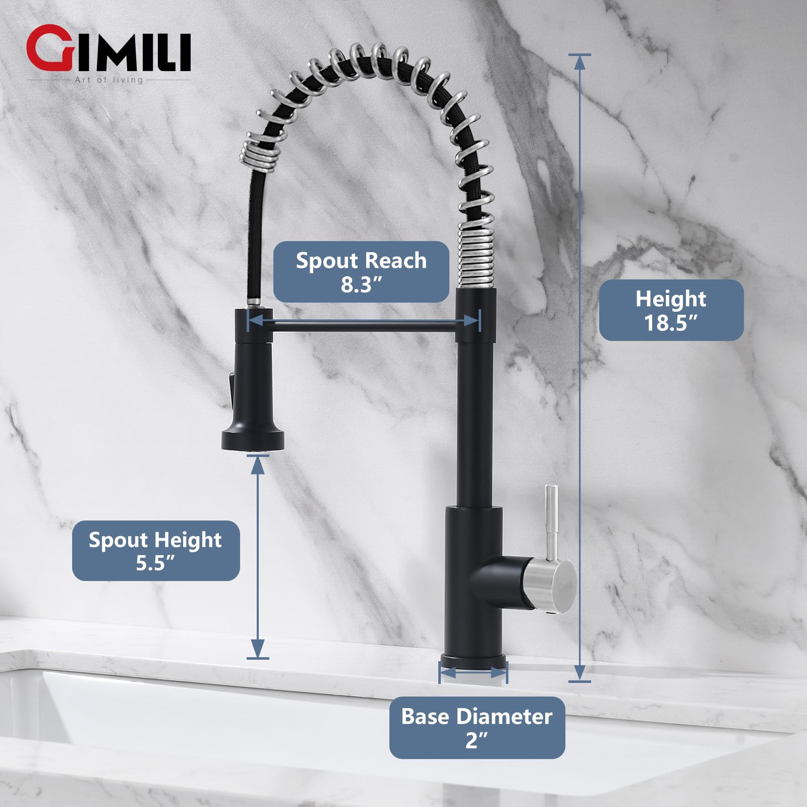 GIMILI faucet in black and nickel finish adds durable style to kitchens.