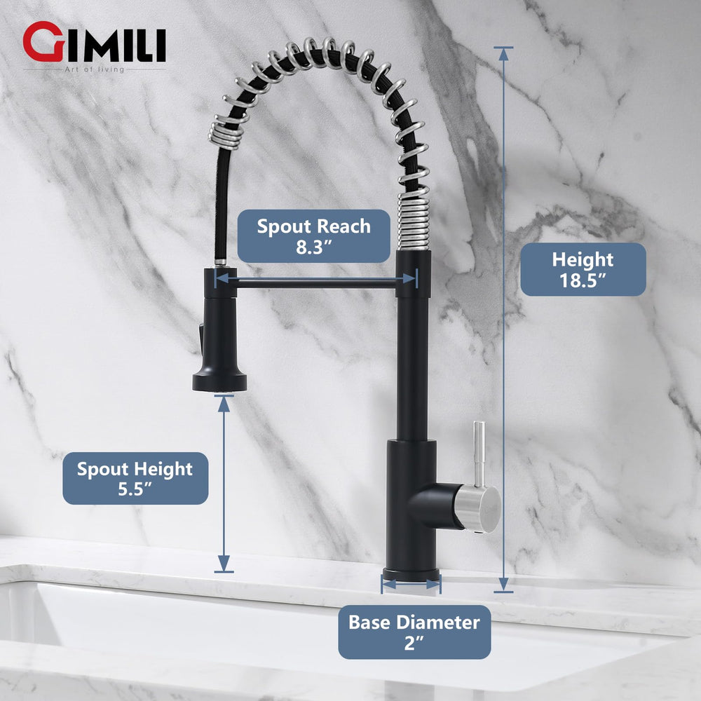 GIMILI faucet in black and nickel finish adds durable style to kitchens.