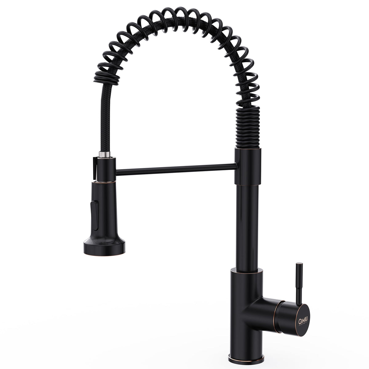 GIMILI oil rubbed bronze pull-down faucet in action for quick filling and flexible reach
