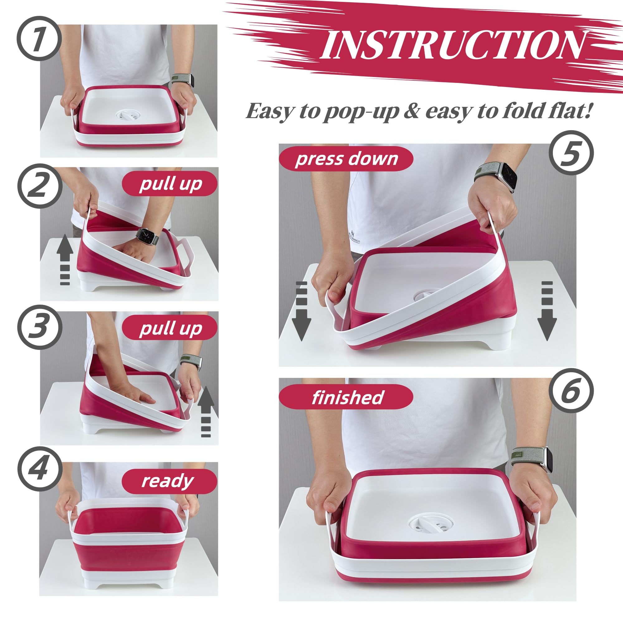 GIMWA collapsible wash basin with drain plug and elevated feet.