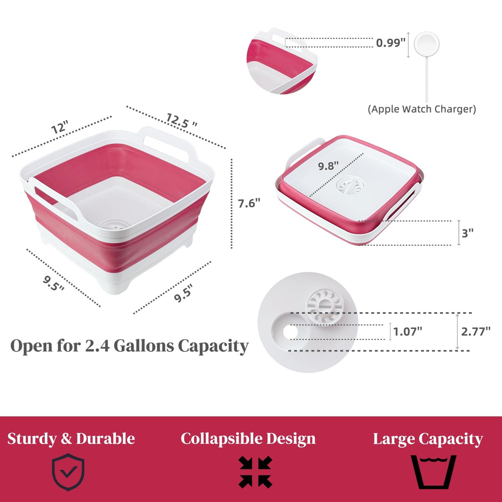 GIMWA portable dish basin for RV camping with built-in drain plug.