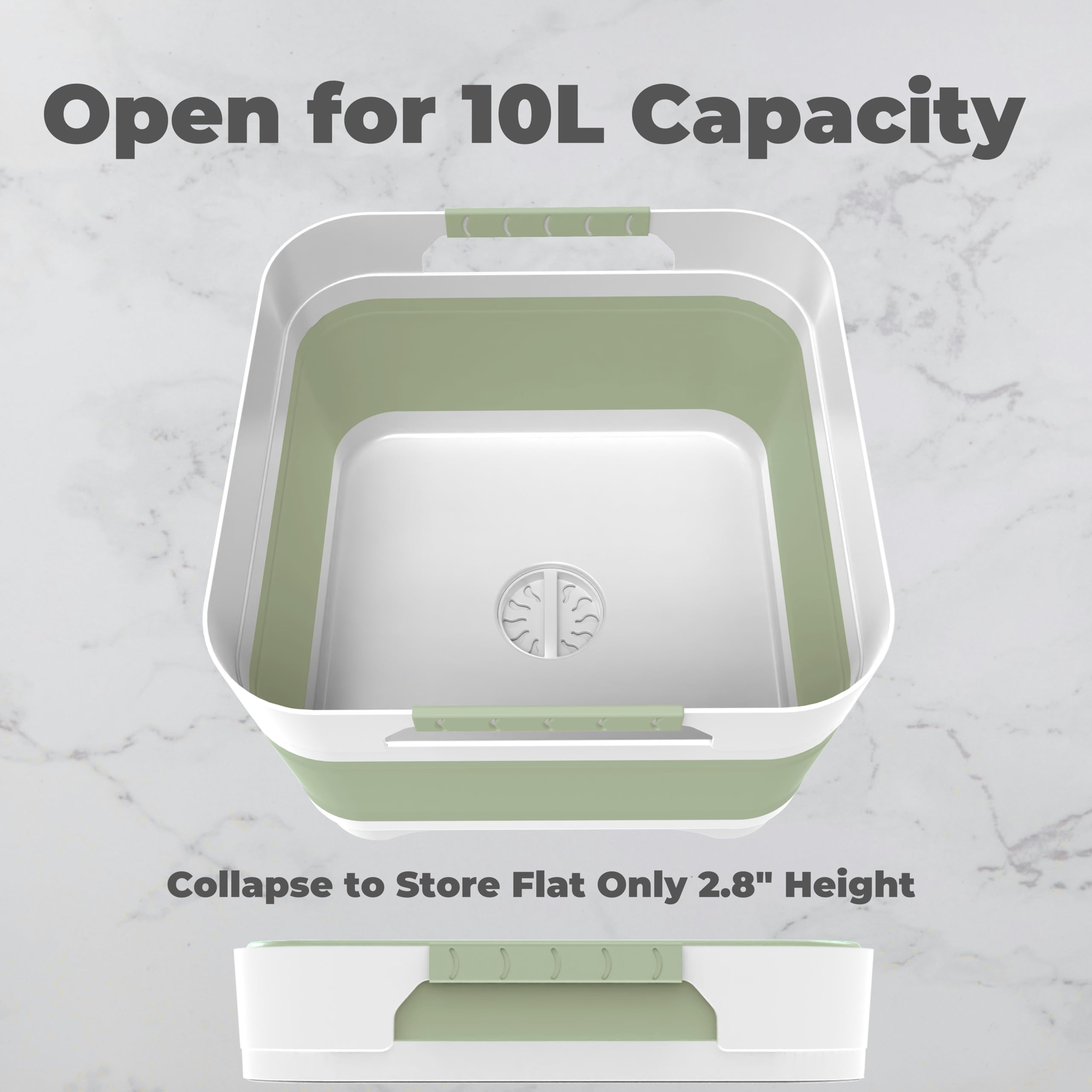 GIMWA portable dish tub for camping in green, keeps dishes organized.