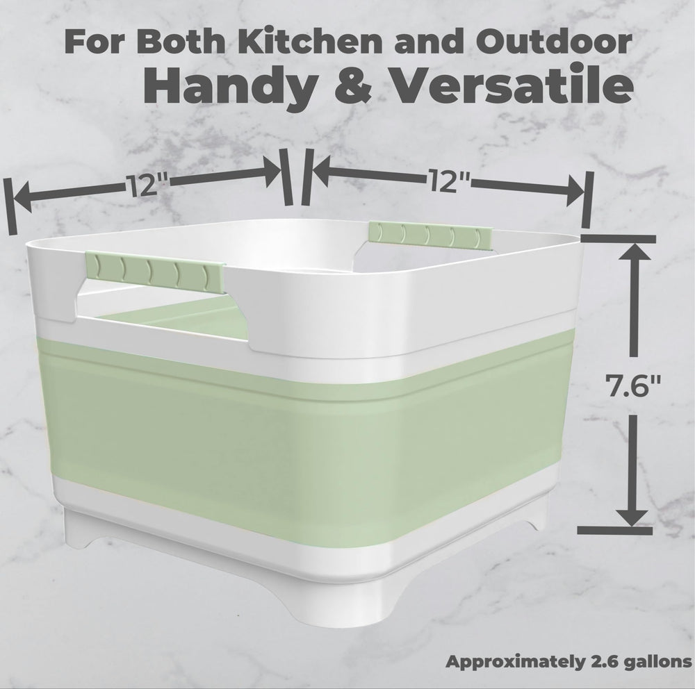 GIMWA wash basin with rubber-covered handles in green, comfortable transport.