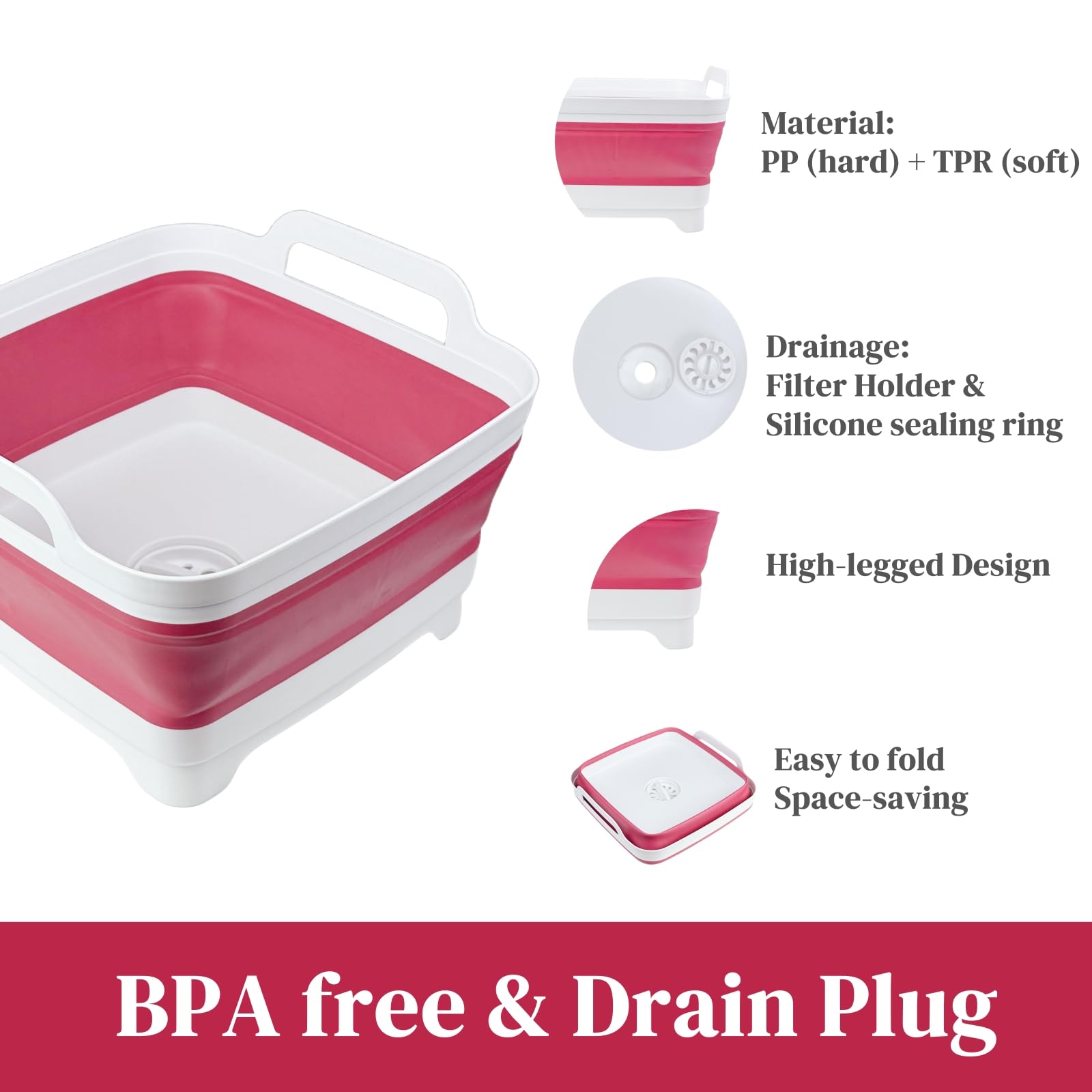 GIMWA space-saving dish tub; folds flat for tidy kitchen storage.
