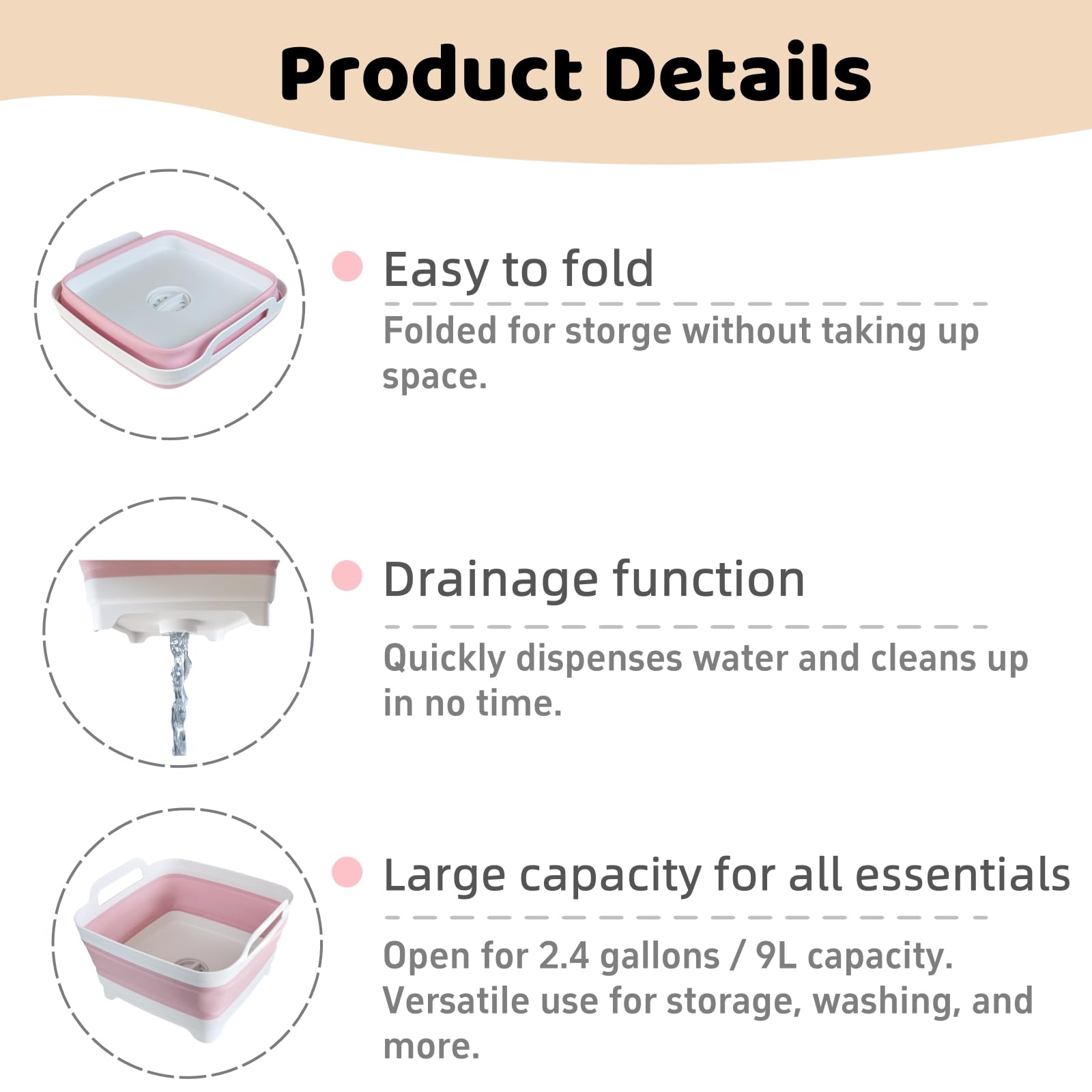 GIMWA space-saving tub folds flat for tidy storage