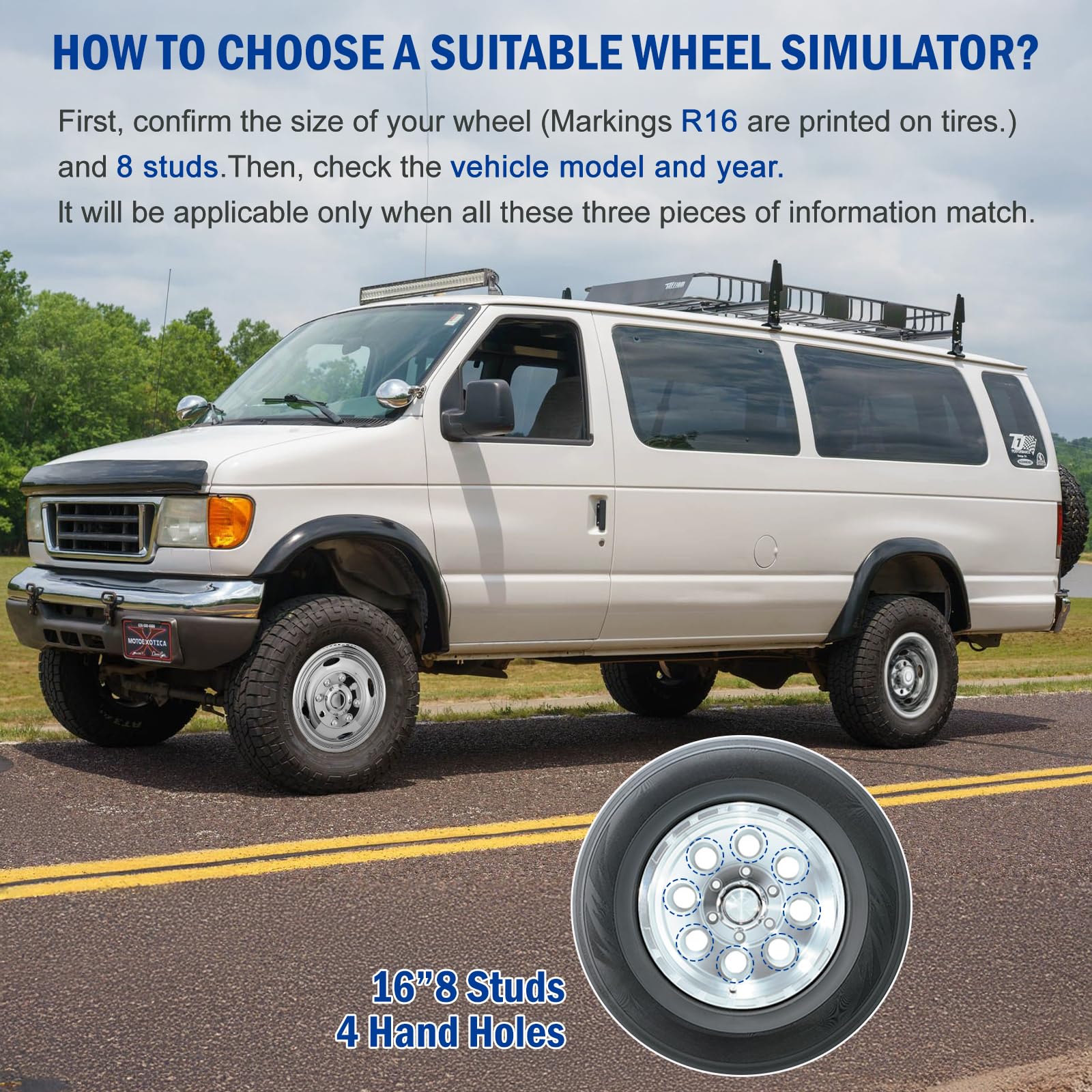 GINDAOLULU 16-inch wheel simulators rear-left view with durable stainless steel
