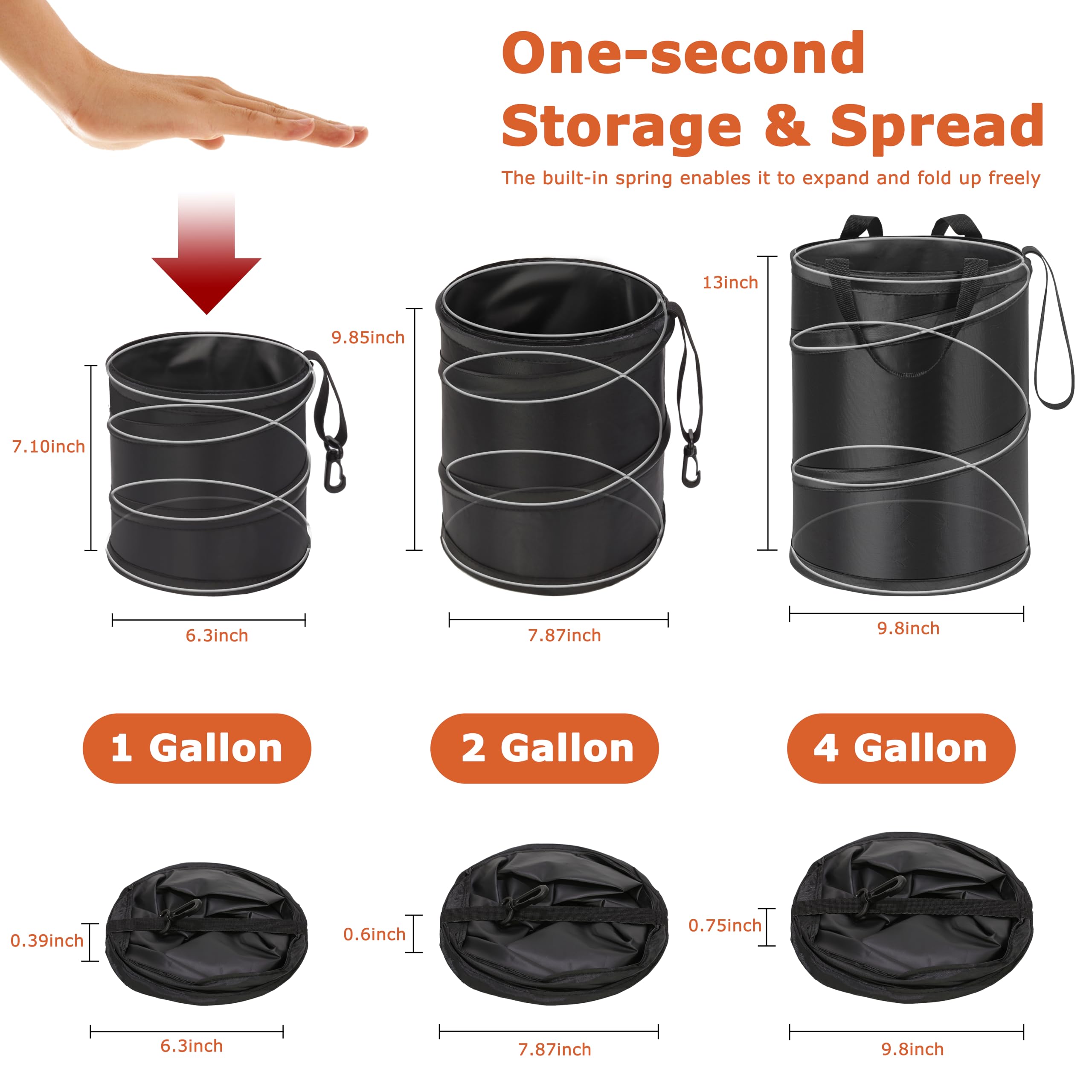 Ginsco pop-up collapsible design car trash bin saves space in the cabin