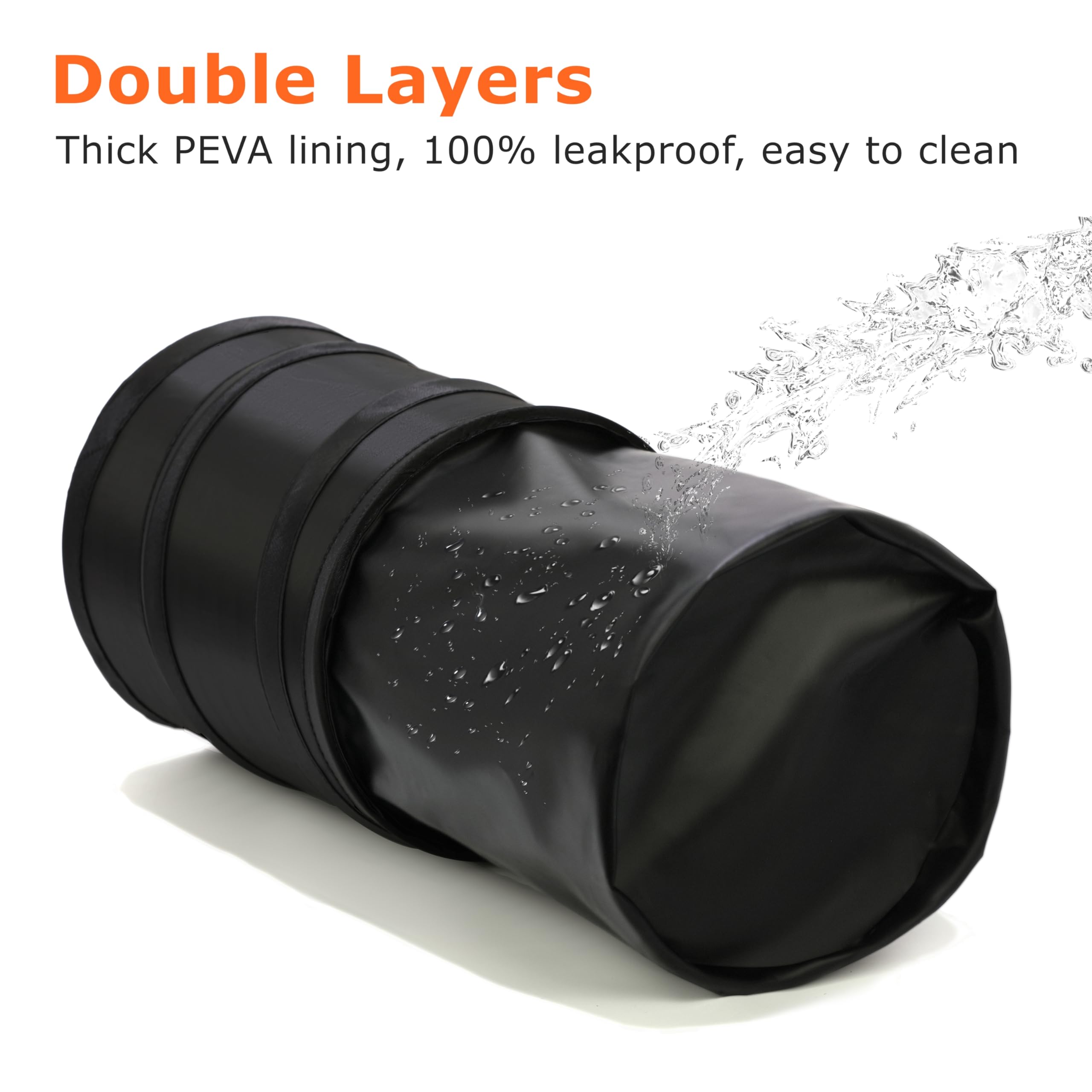 Ginsco waterproof PEVA liner car trash bin keeps spills contained
