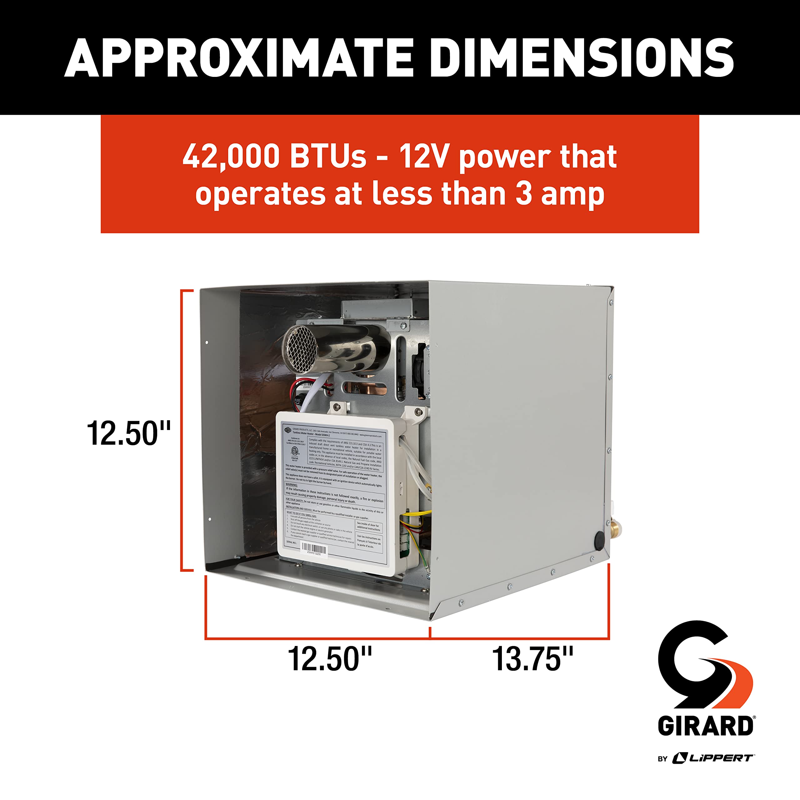 Girard tankless RV water heater digital control panel for precise temperature control.