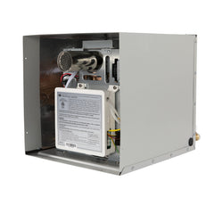 Girard tankless RV water heater front view shows compact installation and easy access.