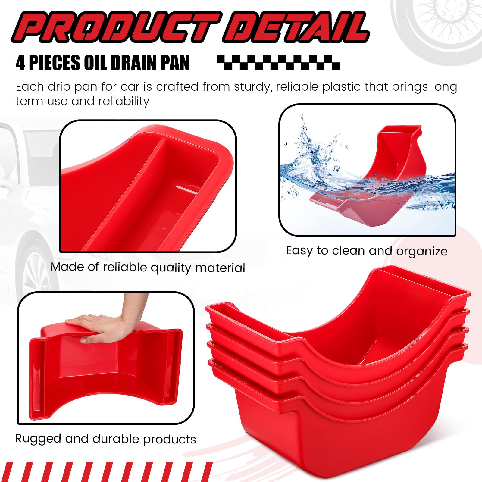 Gisafai drain pan dimensions 34x18x15 cm for ample room